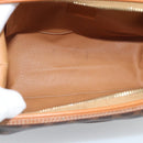 CELINE Macadam Canvas Clutch Bag PVC Leather Brown Gold Auth BA13530V-14