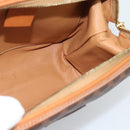 CELINE Macadam Canvas Clutch Bag PVC Leather Brown Gold Auth BA13530V-15
