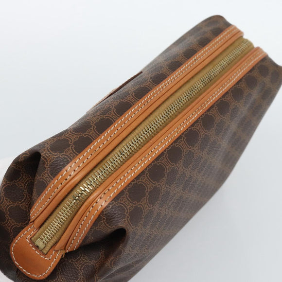 CELINE Macadam Canvas Clutch Bag PVC Leather Brown Gold Auth BA13530V