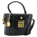 Gianni Versace Hand Bag Leather 2way Black Gold Auth BA13533A-1
