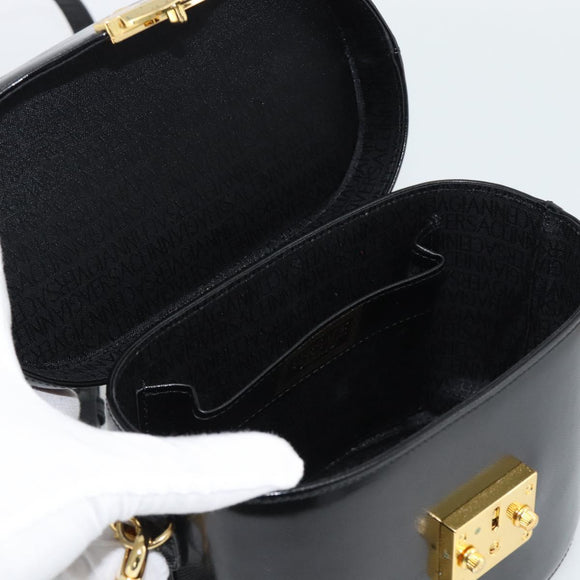 Gianni Versace Hand Bag Leather 2way Black Gold Auth BA13533A