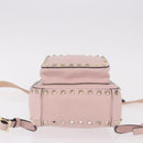 VALENTINO Studs Backpack Leather Pink Gold Auth BA13535-5