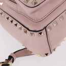 VALENTINO Studs Backpack Leather Pink Gold Auth BA13535-16