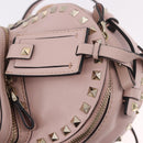 VALENTINO Studs Backpack Leather Pink Gold Auth BA13535-10