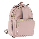 VALENTINO Studs Backpack Leather Pink Gold Auth BA13535-1