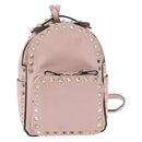 VALENTINO Studs Backpack Leather Pink Gold Auth BA13535-13