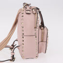 VALENTINO Studs Backpack Leather Pink Gold Auth BA13535-4