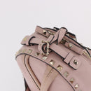 VALENTINO Studs Backpack Leather Pink Gold Auth BA13535-6