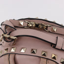VALENTINO Studs Backpack Leather Pink Gold Auth BA13535-7