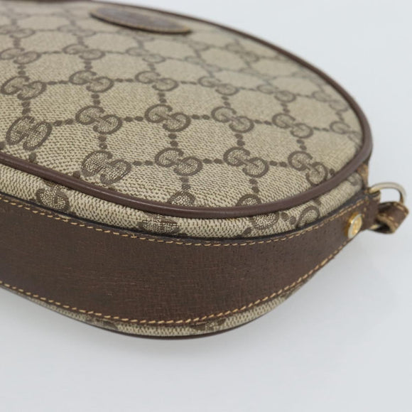 GUCCI GG Supreme Shoulder Bag PVC Beige Gold Auth BA13536