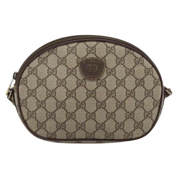 GUCCI GG Supreme Shoulder Bag PVC Beige Gold Auth BA13536