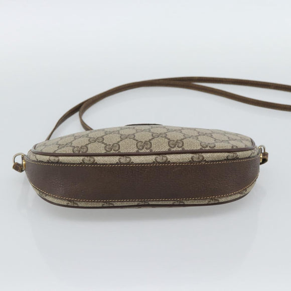 GUCCI GG Supreme Shoulder Bag PVC Beige Gold Auth BA13536