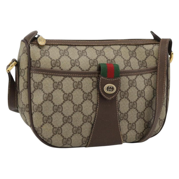 GUCCI GG Supreme Web Sherry Line Bag PVC Beige Gold 89 02 032 Auth BA13538