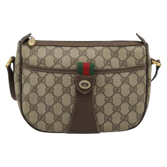 GUCCI GG Supreme Web Sherry Line Bag PVC Beige Gold 89 02 032 Auth BA13538