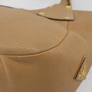 PRADA Hand Bag Leather Brown Gold Auth BA13540A-17