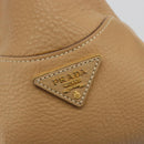 PRADA Hand Bag Leather Brown Gold Auth BA13540A-19