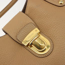 PRADA Hand Bag Leather Brown Gold Auth BA13540A-20