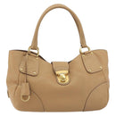 PRADA Hand Bag Leather Brown Gold Auth BA13540A-13