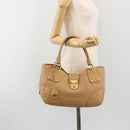 PRADA Hand Bag Leather Brown Gold Auth BA13540A-27