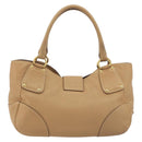 PRADA Hand Bag Leather Brown Gold Auth BA13540A-2