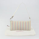 Salvatore Ferragamo Gancini Shoulder Bag Leather White Silver Auth BA13542V-23