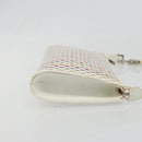 Salvatore Ferragamo Gancini Shoulder Bag Leather White Silver Auth BA13542V-3