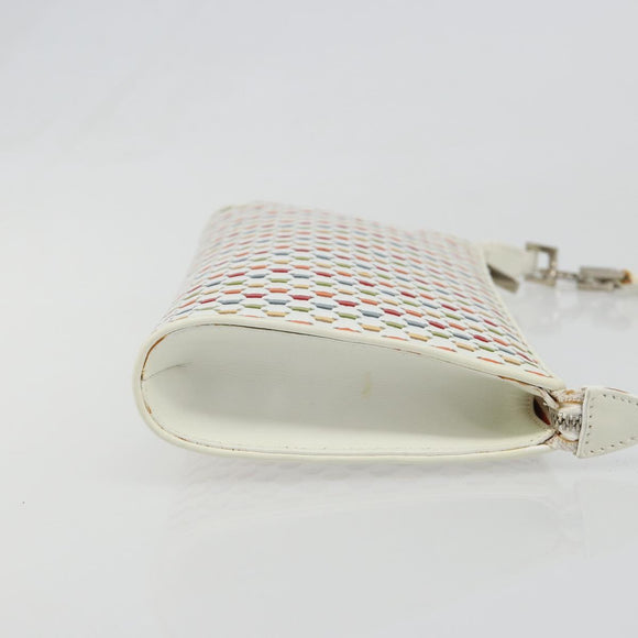 Salvatore Ferragamo Gancini Shoulder Bag Leather White Silver Auth BA13542V