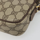 GUCCI GG Supreme Shoulder Bag PVC Beige Gold Auth BA13547-16