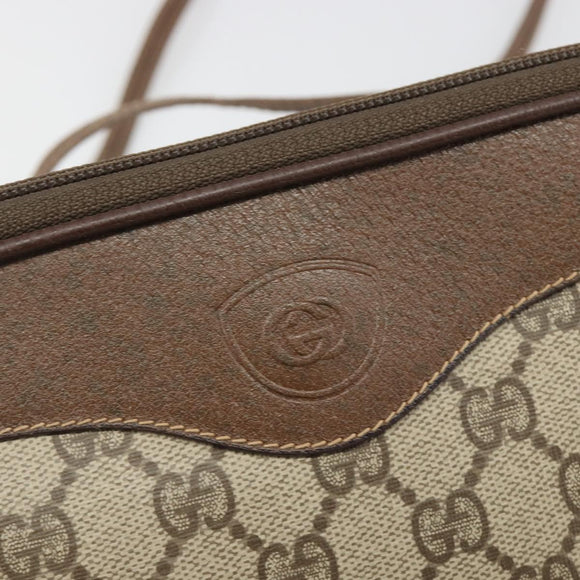 GUCCI GG Supreme Shoulder Bag PVC Beige Gold Auth BA13547