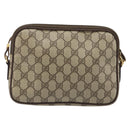 GUCCI GG Supreme Shoulder Bag PVC Beige Gold Auth BA13547-2