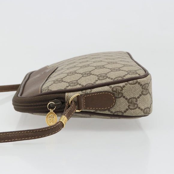 GUCCI GG Supreme Shoulder Bag PVC Beige Gold Auth BA13547