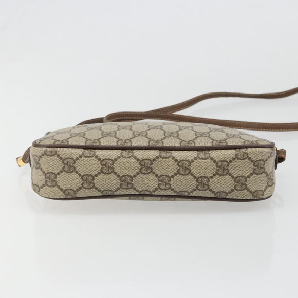 GUCCI GG Supreme Shoulder Bag PVC Beige Gold Auth BA13547