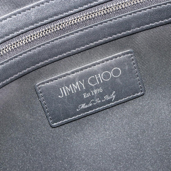 Jimmy Choo Studs Tote Bag Leather White Silver Auth BA13552