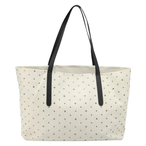 Jimmy Choo Studs Tote Bag Leather White Silver Auth BA13552