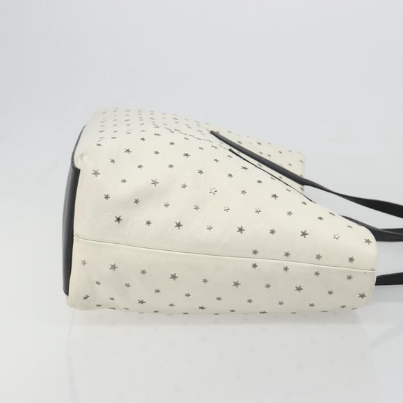 Jimmy Choo Studs Tote Bag Leather White Silver Auth BA13552