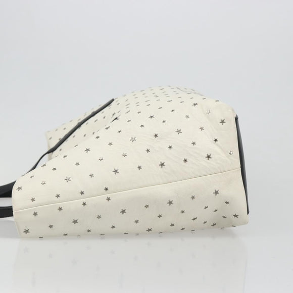 Jimmy Choo Studs Tote Bag Leer Wit Zilver Auth BA13552