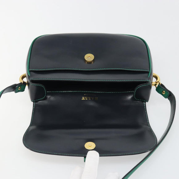 BALLY Shoulder Bag Leather Black Gold Auth BA13555A