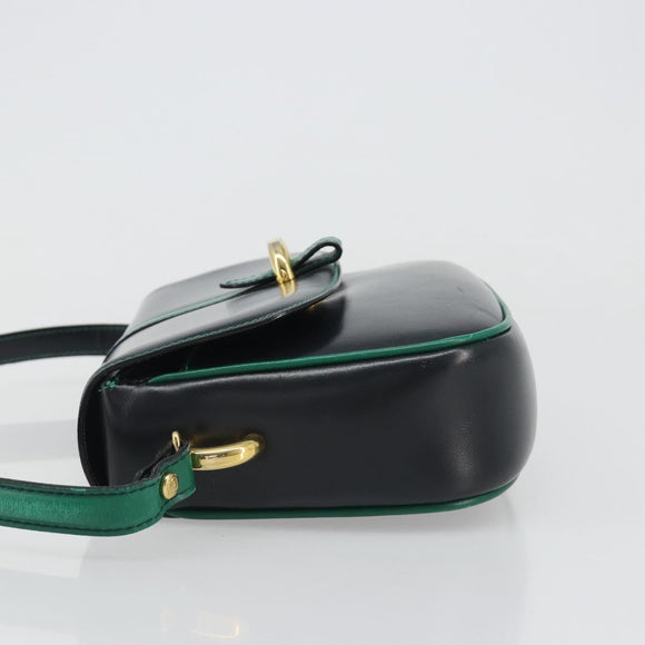 BALLY Shoulder Bag Leather Black Gold Auth BA13555A