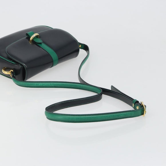 BALLY Shoulder Bag Leather Black Gold Auth BA13555A