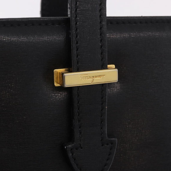 Salvatore Ferragamo Business Bag Leather Black Gold Auth BA13557