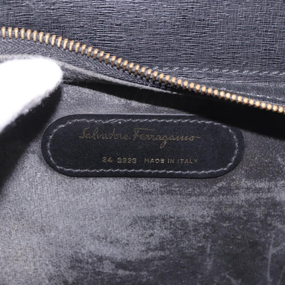 Salvatore Ferragamo Business Bag Leather Black Gold Auth BA13557