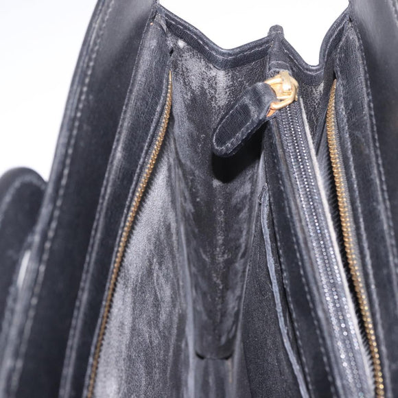 Salvatore Ferragamo Business Bag Leather Black Gold Auth BA13557