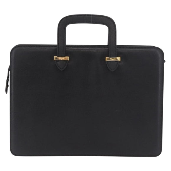 Salvatore Ferragamo Business Bag Leather Black Gold Auth BA13557