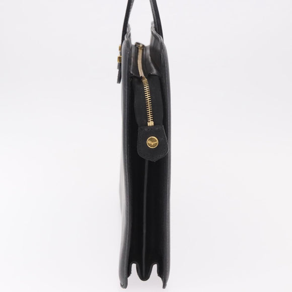 Salvatore Ferragamo Business Bag Leather Black Gold Auth BA13557