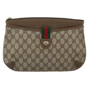 GUCCI GG Supreme Web Sherry Line Bag PVC Beige Gold 904 02 026 Auth BA13567-13