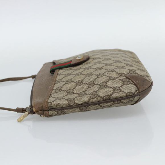 GUCCI GG Supreme Web Sherry Line Bag PVC Beige Gold 904 02 026 Auth BA13567