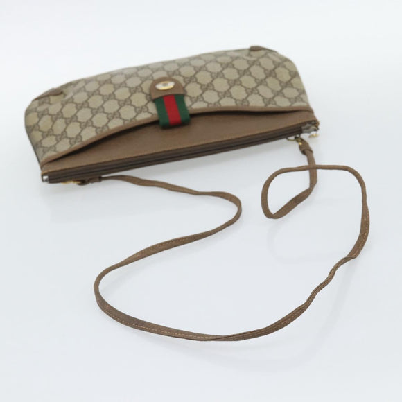 GUCCI GG Supreme Web Sherry Line Bag PVC Beige Gold 904 02 026 Auth BA13567