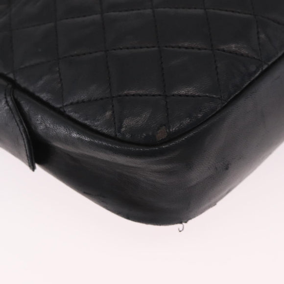 CHANEL Chain Shoulder Bag Lamb Skin Black Gold CC Auth BA13568