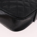 CHANEL Chain Shoulder Bag Lamb Skin Black Gold CC Auth BA13568-16