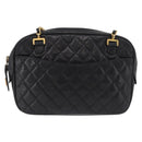 CHANEL Chain Shoulder Bag Lamb Skin Black Gold CC Auth BA13568-13